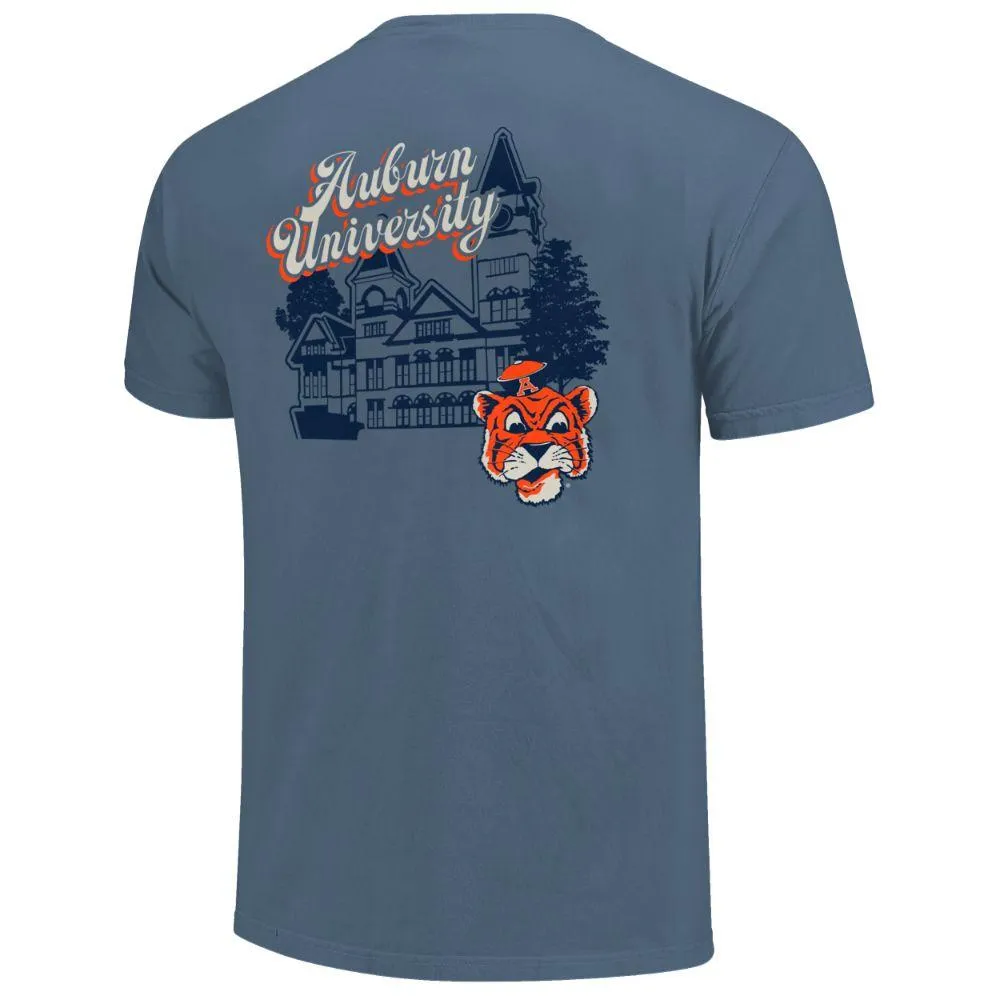 Aub | Auburn Vintage Building Script Comfort Colors Tee Alumni Hall