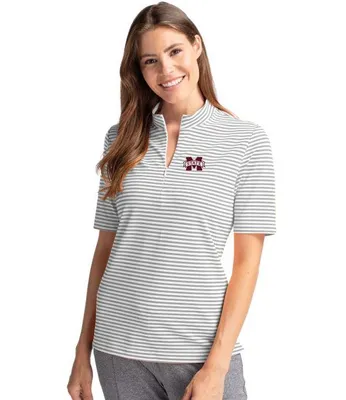 Bulldogs | Mississippi State Cutter & Amp ; Buck Women's Eco Pique Stripe Top Alumni Hall