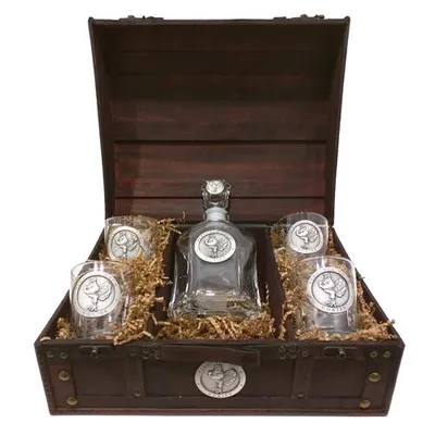  Virginia Tech Hokiebird Decanter Chest Set (Silver)