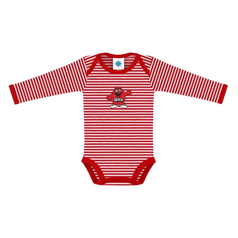Wku | Western Kentucky Infant Striped Long Sleeve Big Red Logo Bodysuit Alumni Hall