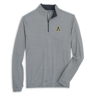 App | Appalachian State Southern Tide Cruiser Micro- Stripe 1/4 Zip Pullover Alumni Hall