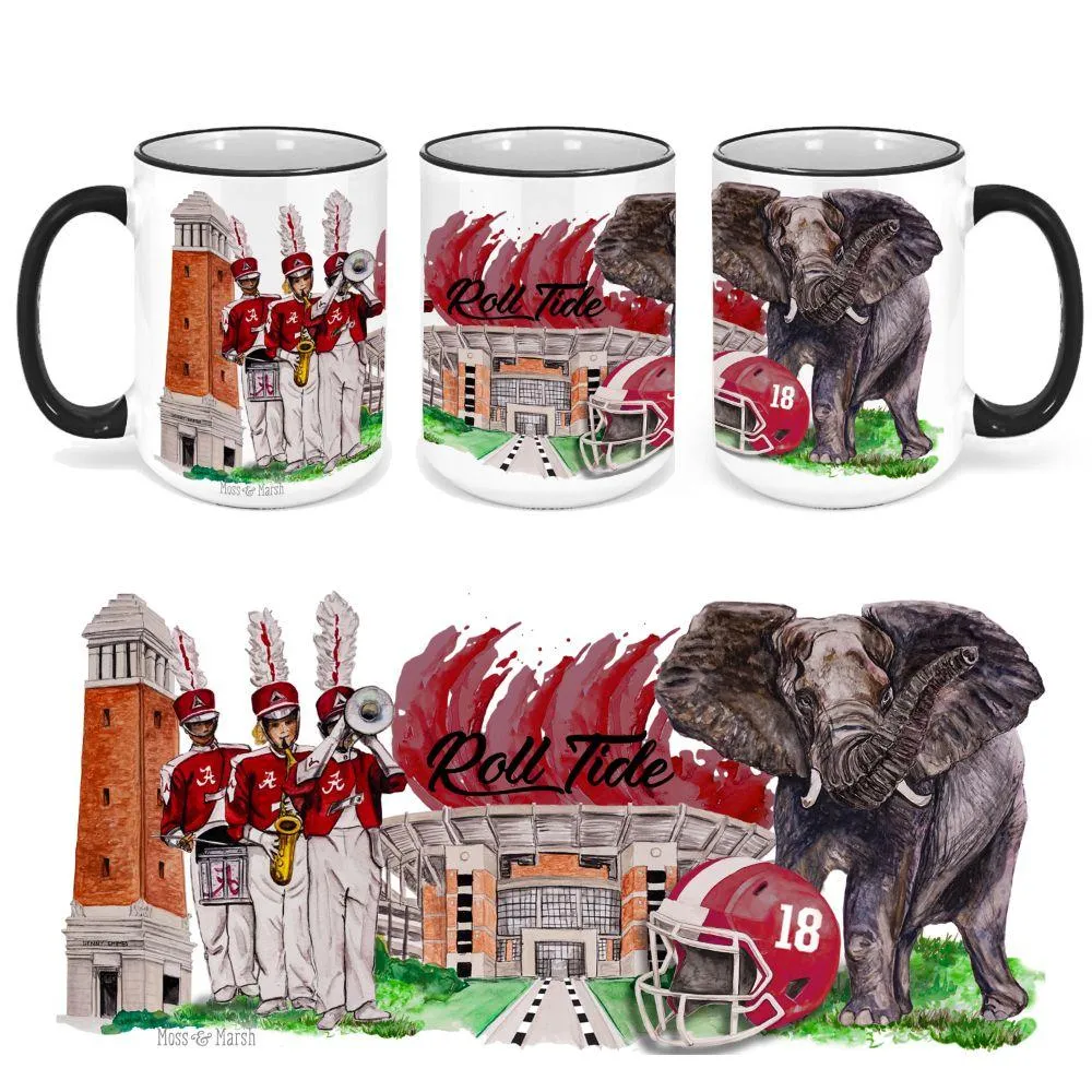  Bama | Alabama 15 Oz Watercolor Ceramic Mug | Alumni Hall