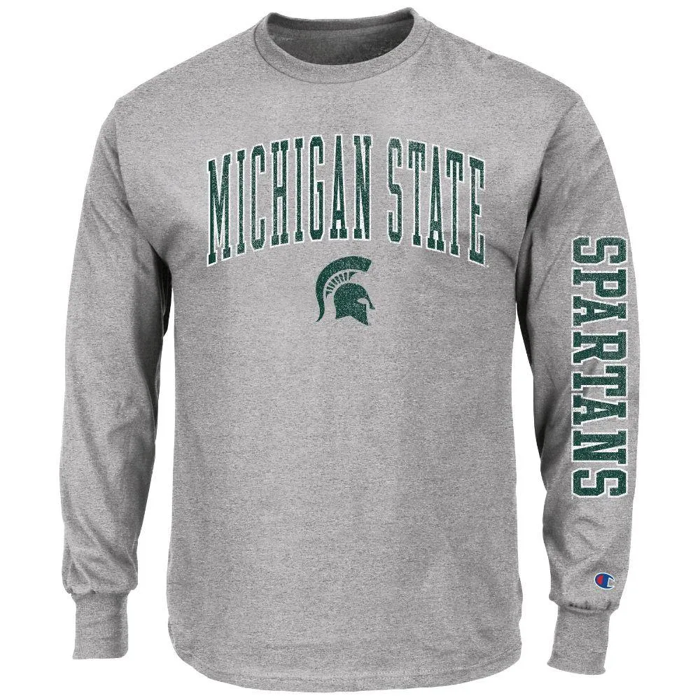 Spartans | Michigan State Big & Amp ; Tall Champion Arch 2hit Long Sleeve Tee Alumni Hall