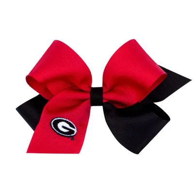  Dawgs | Georgia Medium Two- Tone Grosgrain Hair Bow | Alumni Hall