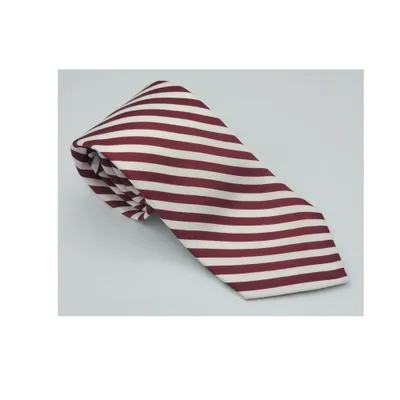  Ahs | Loyalty Brand Products Crimson And White Thin Stripe Tie | Alumni Hall