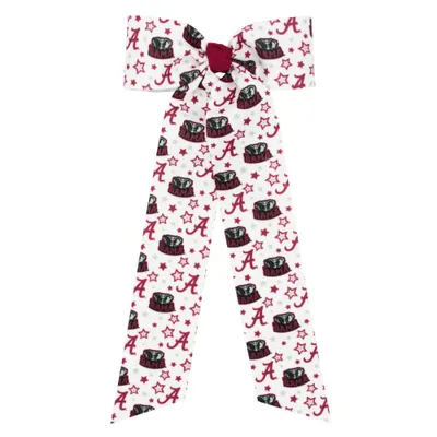  Bama | Alabama Medium Signature Print Stream Tail Tie Hair Bow | Alumni Hall