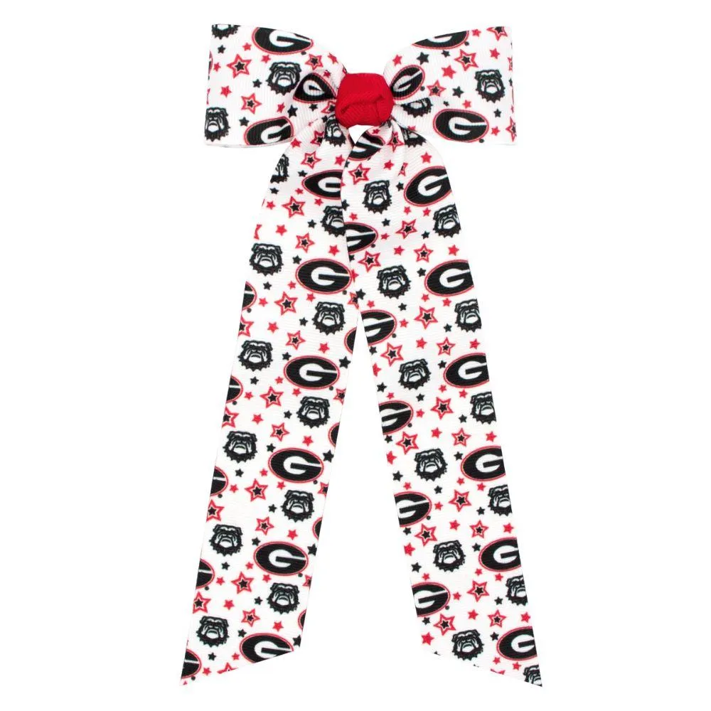  Dawgs | Georgia Medium Signature Print Stream Tail Tie Hair Bow | Alumni Hall