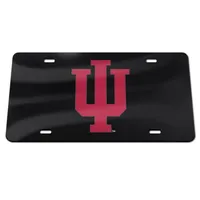  Hoosiers | Indiana Black With Red Trident License Plate | Alumni Hall