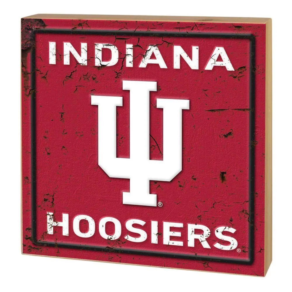  Hoosiers | Indiana 5 X 5 Faux Rusted Block Sign | Alumni Hall