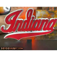  Hoosiers | Indiana Hex Head Metal Script Wall Art 22 X 12  | Alumni Hall