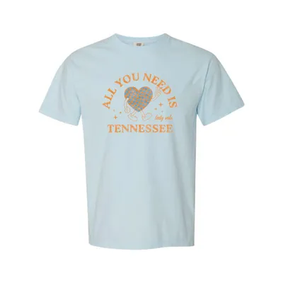 Lady Vols | Tennessee Summit All You Need Is Love Checkerboard Heart Comfort Colors Tee Orange Mountain Designs