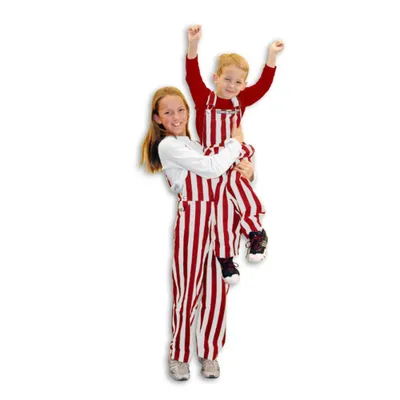 Ahs | Game Bibs Youth Crimson And White Striped Overalls Alumni Hall