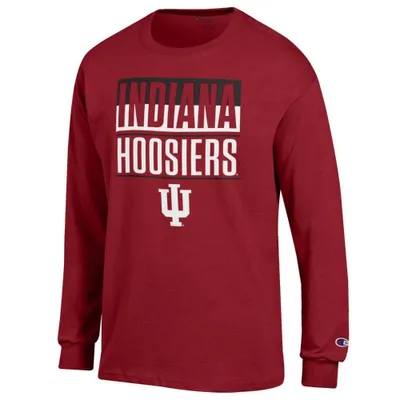 Hoosiers | Indiana Champion Split Color Stack Over Logo Long Sleeve Tee Alumni Hall