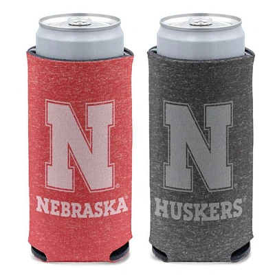 Nebraska 12 Oz Slim Heathered Can Cooler