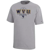 Wvu | West Virginia Champion Youth Wordmark Over Football Tee Alumni Hall