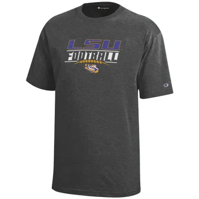 Lsu | Champion Youth Wordmark Over Football Laces Tee Alumni Hall