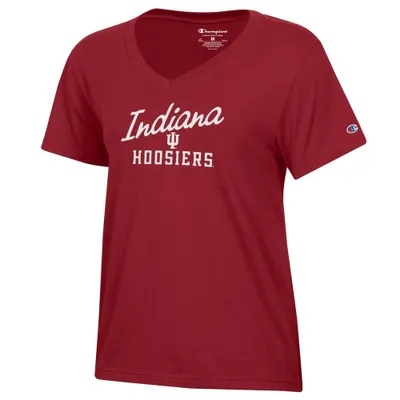 Hoosiers | Indiana Champion Women's Slant Script Core V- Neck Top Alumni Hall