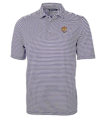 LSU Cutter & Buck Vault Virtue Eco Pique Stripe Polo