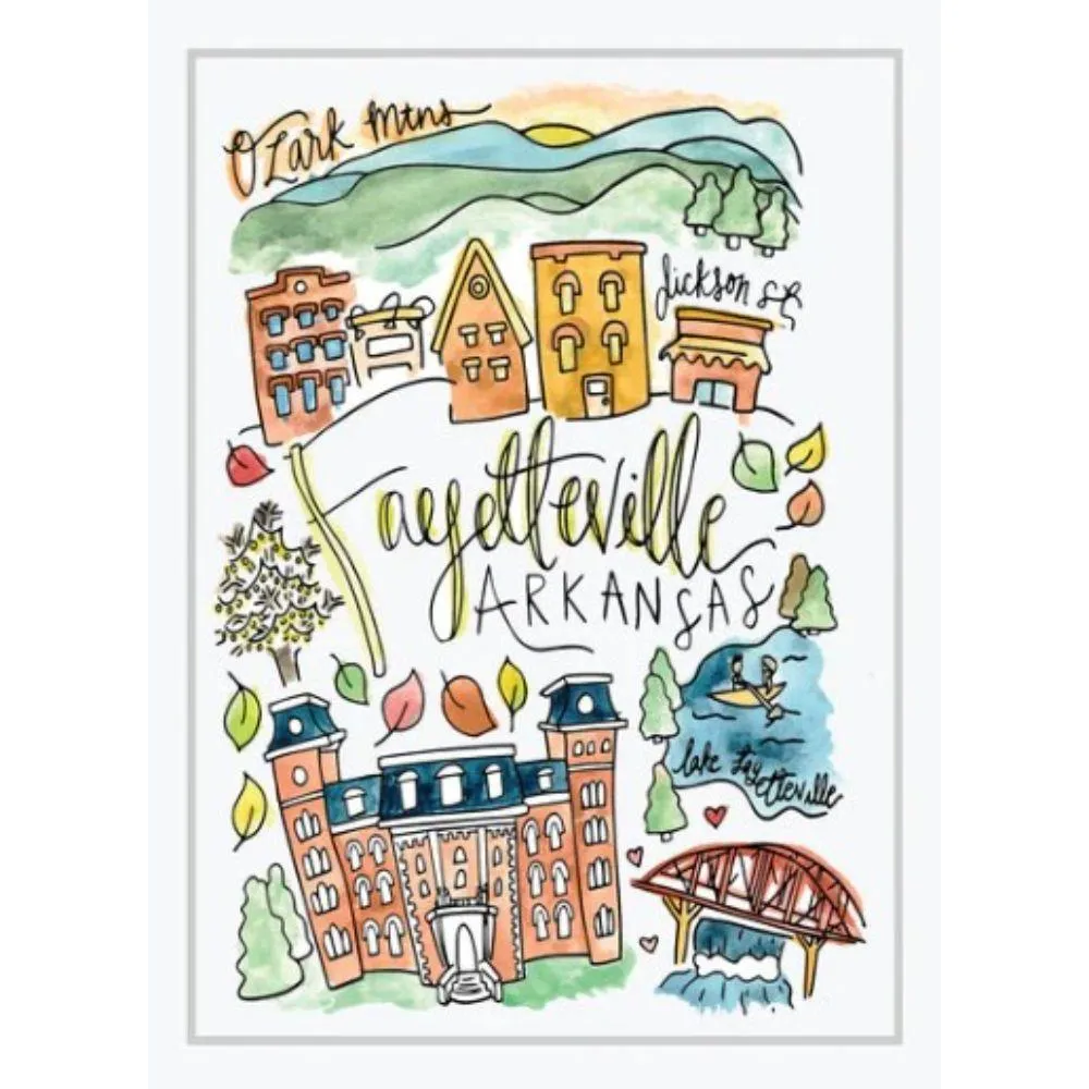  Razorbacks | Fayetteville 8  X 10  City Print | Alumni Hall