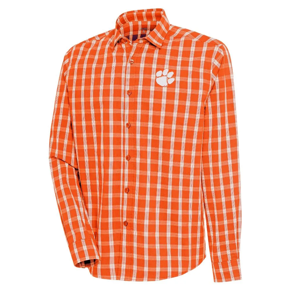 Clemson | Antigua Carry Long Sleeve Woven Shirt Alumni Hall