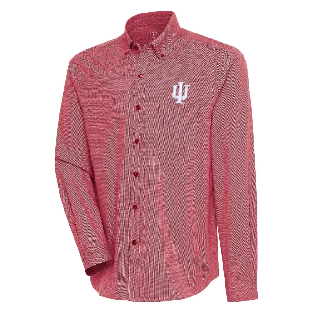 Hoosiers | Indiana Antigua Compression Long Sleeve Woven Shirt Alumni Hall