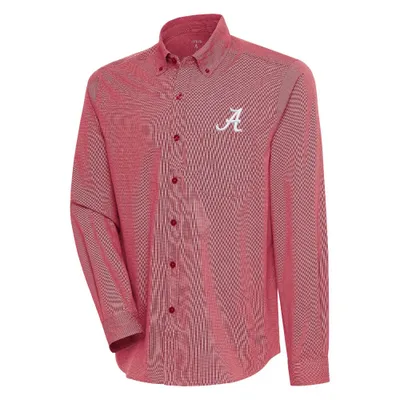 Bama | Alabama Antigua Compression Long Sleeve Woven Shirt Alumni Hall