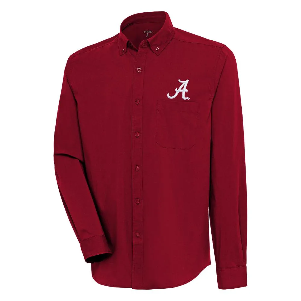 Atlanta Braves Antigua Compression Long Sleeve Button-Down Shirt