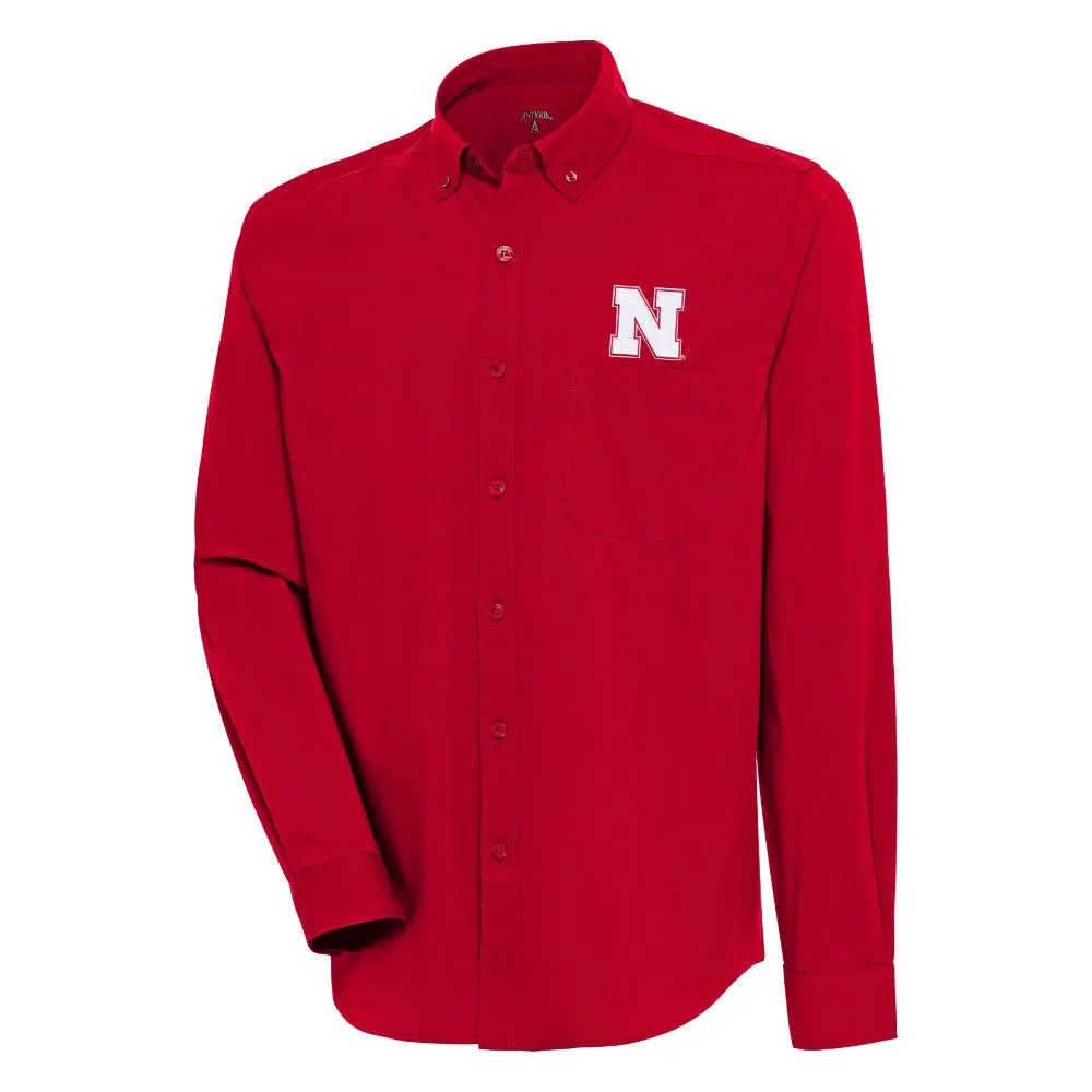 Huskers | Nebraska Antigua Flight Long Sleeve Woven Shirt Alumni Hall