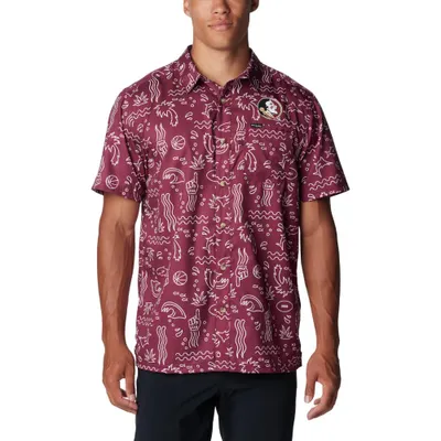 Fsu | Florida State Columbia Super Slack Tide Fish Print Woven Shirt Alumni Hall