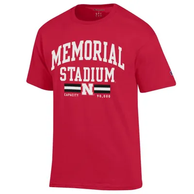 Huskers | Nebraska Champion Arch Stadium Capacity Tee Alumni Hall