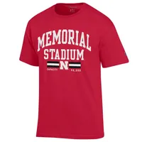 Huskers | Nebraska Champion Arch Stadium Capacity Tee Alumni Hall