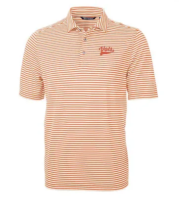 Vols | Tennessee Cutter & Amp ; Buck Virtue Eco Pique Stripe Vol Script Polo Alumni Hall