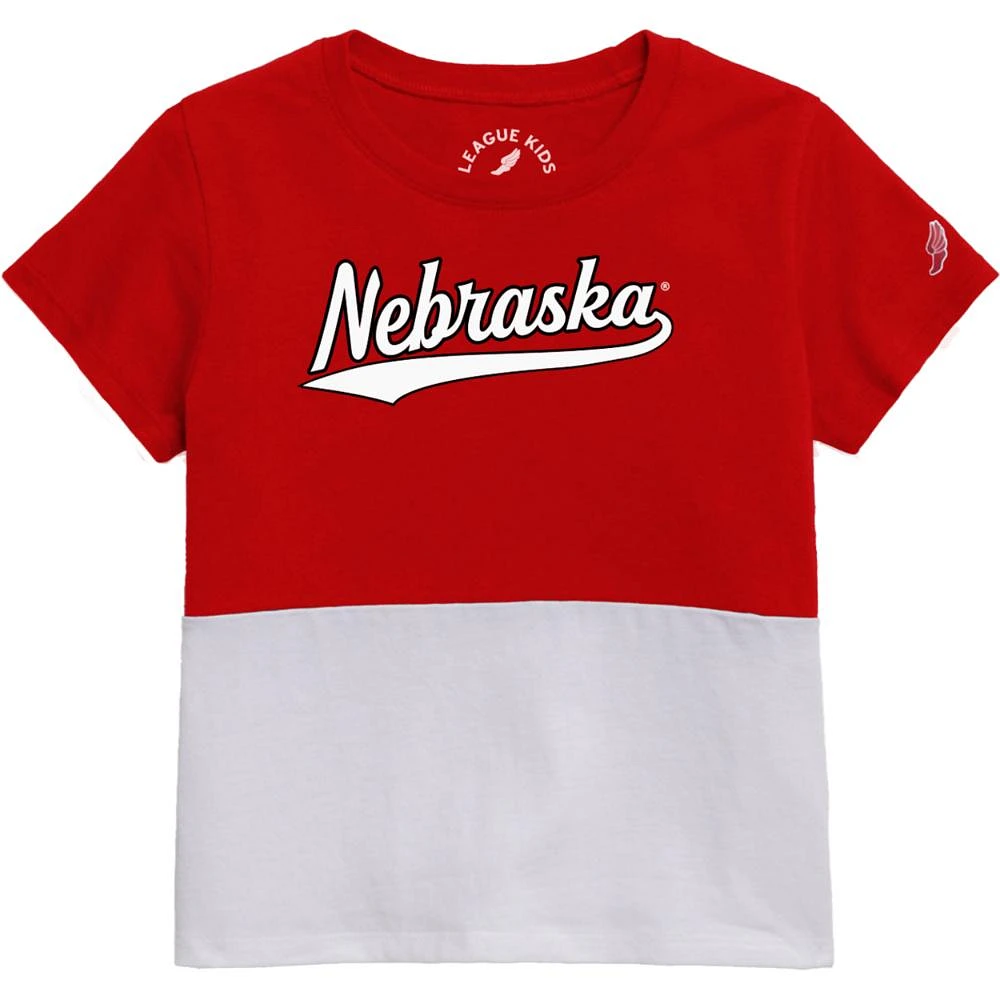 Nebraska League YOUTH Colorblock Volleyball Script Tee