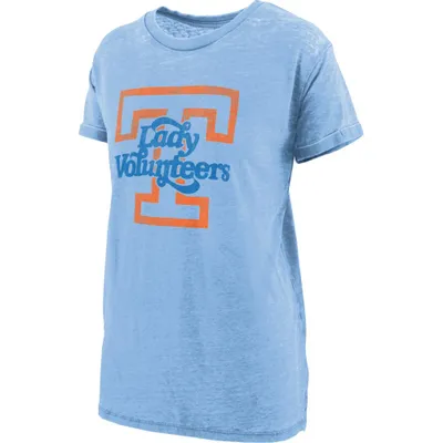 Lady Vols | Tennessee Pressbox Distressed Logo Vintage Wash Bf Tee Orange Mountain