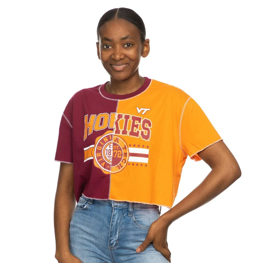 Hokies | Virginia Tech Zoozatz Seal Colorblock Cropped Tee Alumni Hall