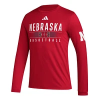 Nebraska Adidas Practice Basketball Pregame Long Sleeve Tee