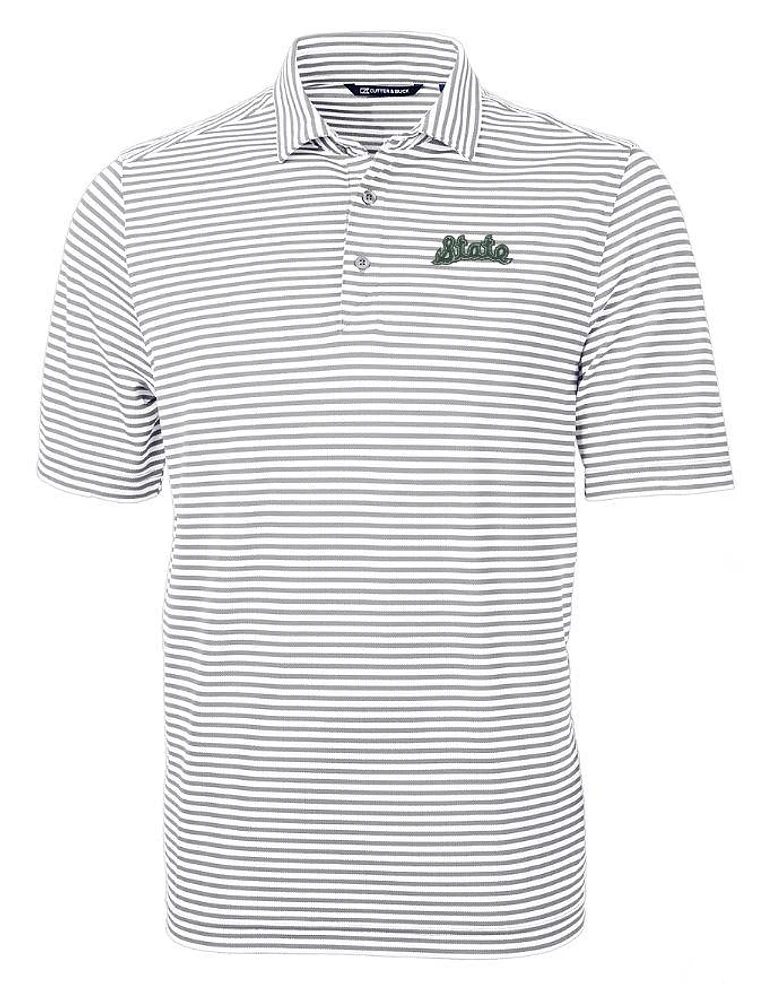 Michigan State Cutter & Buck Vault Virtue Eco Pique Stripe Polo