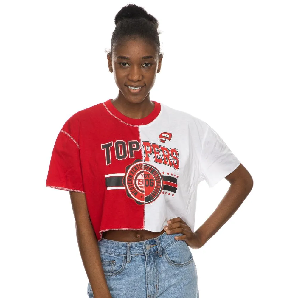 Wku | Western Kentucky Zoozatz Seal Colorblock Cropped Tee Alumni Hall