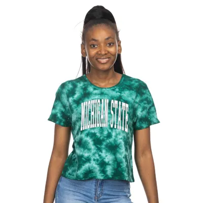 Spartans | Michigan State Zoozatz Cloud Wash Arch Crop Tee Alumni Hall