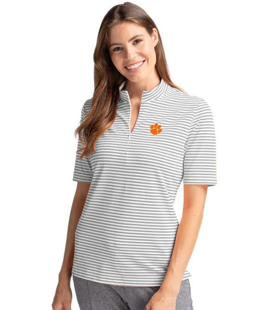 Clemson | Cutter & Amp ; Buck Women's Eco Pique Stripe Top Alumni Hall