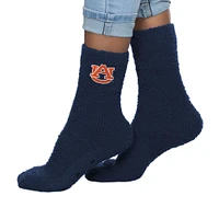 Auburn Fuzzy Crew Slipper Socks