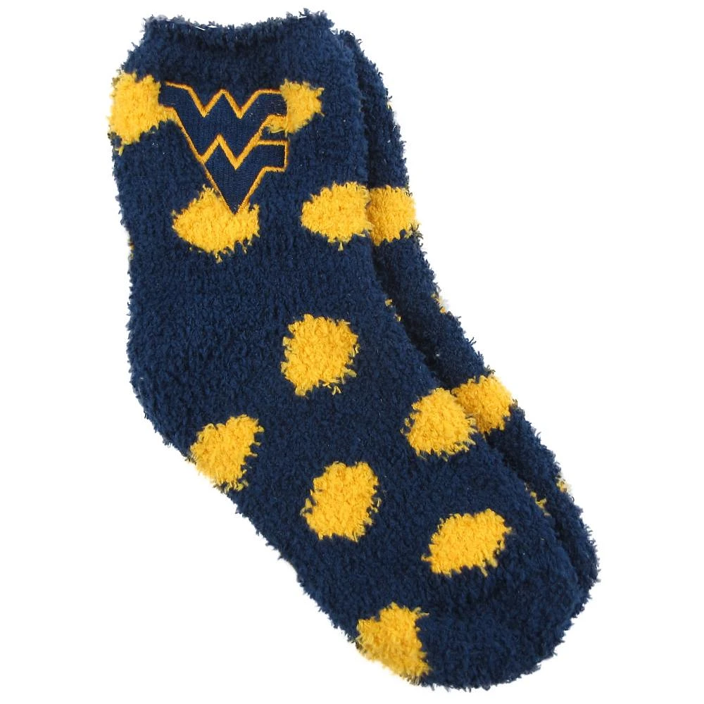 West Virginia YOUTH Polka Dot Fuzzy Socks