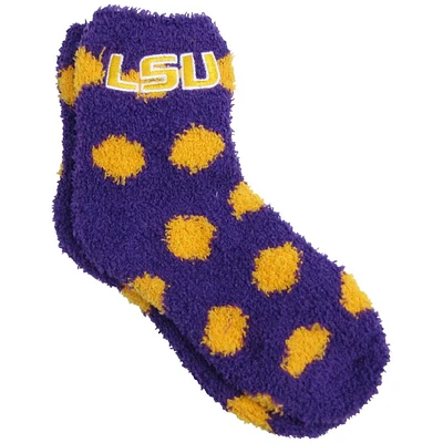 LSU YOUTH Polka Dot Fuzzy Socks