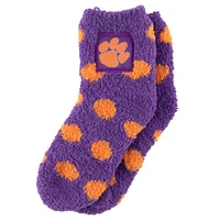 Clemson YOUTH Polka Dot Fuzzy Socks