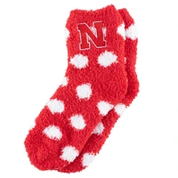 Nebraska YOUTH Polka Dot Fuzzy Socks