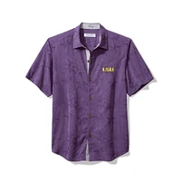 LSU Tommy Bahama Sport Coconut Point Palm Vista Camp Shirt