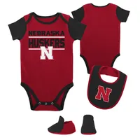 Huskers | Nebraska Infant Home Field Creeper, Bib, Bootie Set Alumni Hall