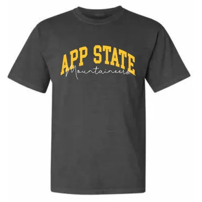 App | State Classic Arch Over Script Comfort Colors Tee Alumni Hall