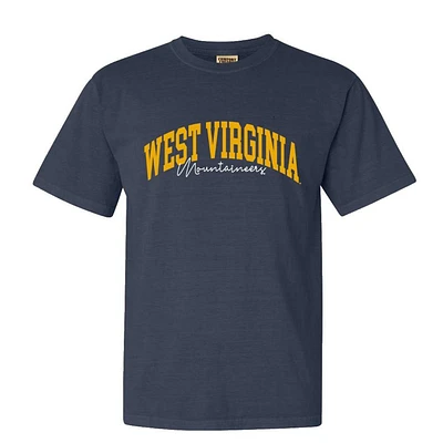 West Virginia Classic Arch Over Script Comfort Colors Tee