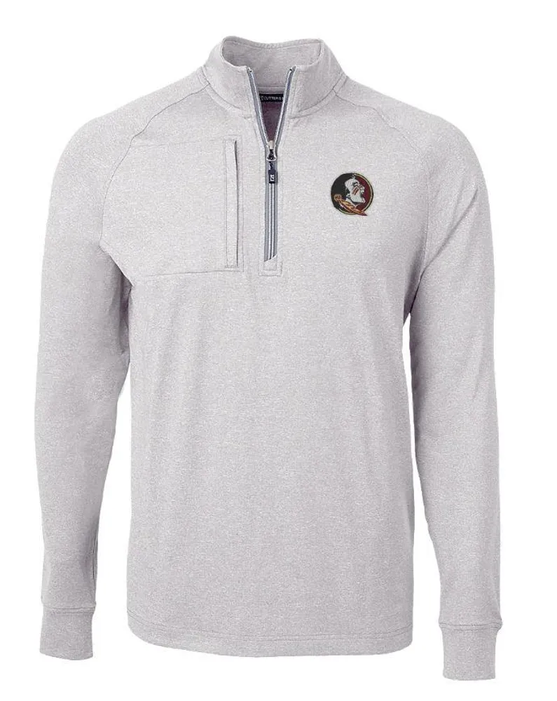 Fsu | Florida State Cutter & Amp ; Buck Men's Adapt Eco Knit Heather 1/4 Zip Pullover Alumni Hall